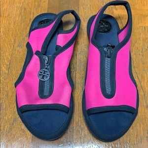 Navy and pink sandals